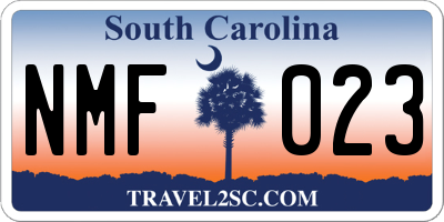 SC license plate NMF023