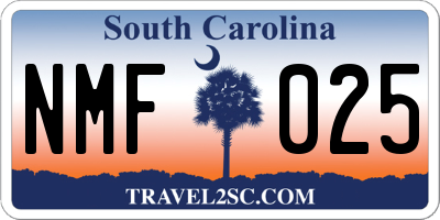 SC license plate NMF025