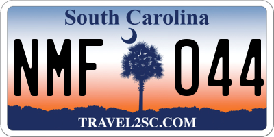 SC license plate NMF044