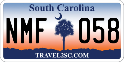 SC license plate NMF058