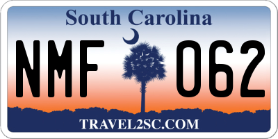 SC license plate NMF062
