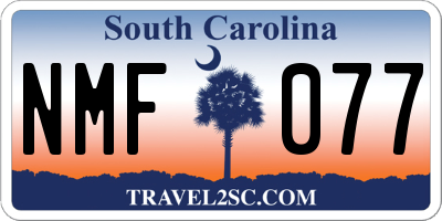 SC license plate NMF077