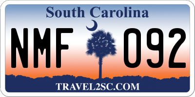 SC license plate NMF092