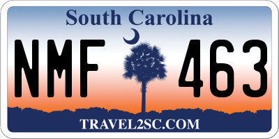 SC license plate NMF463