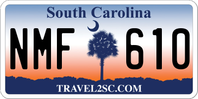 SC license plate NMF610