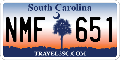 SC license plate NMF651