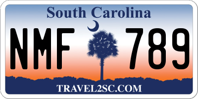 SC license plate NMF789