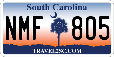 SC license plate NMF805