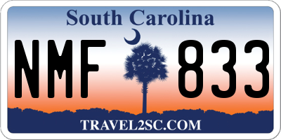 SC license plate NMF833