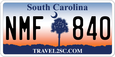 SC license plate NMF840