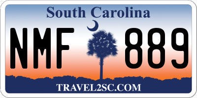 SC license plate NMF889