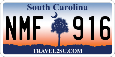 SC license plate NMF916
