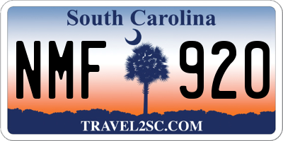 SC license plate NMF920