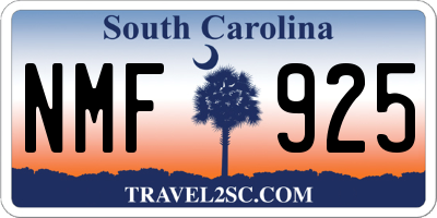 SC license plate NMF925