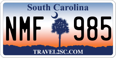 SC license plate NMF985
