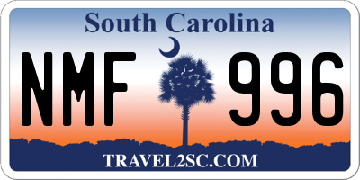SC license plate NMF996