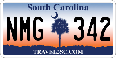 SC license plate NMG342