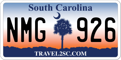SC license plate NMG926