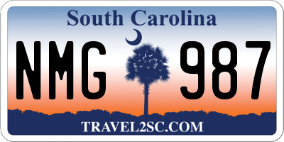 SC license plate NMG987