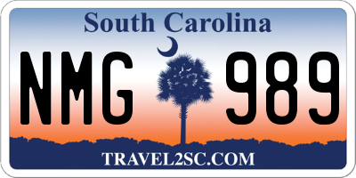 SC license plate NMG989