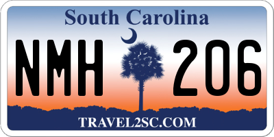 SC license plate NMH206
