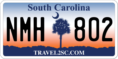 SC license plate NMH802