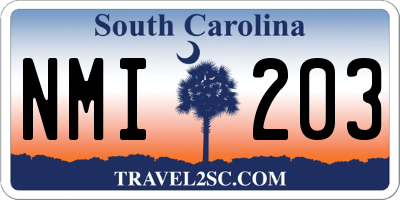 SC license plate NMI203