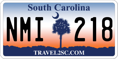 SC license plate NMI218