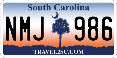 SC license plate NMJ986