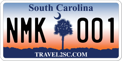 SC license plate NMK001