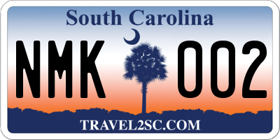 SC license plate NMK002