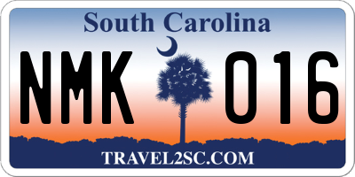 SC license plate NMK016
