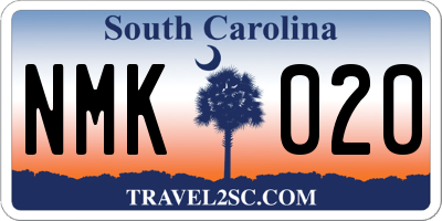 SC license plate NMK020