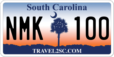 SC license plate NMK100