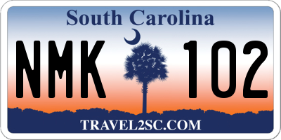 SC license plate NMK102