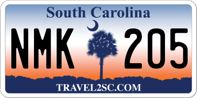 SC license plate NMK205