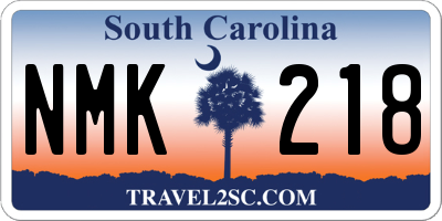 SC license plate NMK218