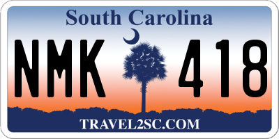 SC license plate NMK418