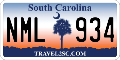 SC license plate NML934