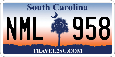SC license plate NML958