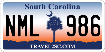 SC license plate NML986