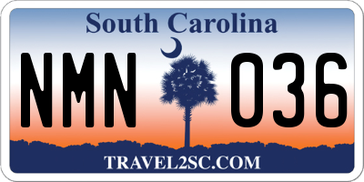 SC license plate NMN036