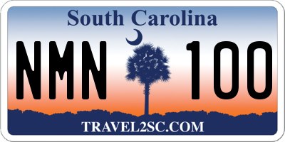 SC license plate NMN100