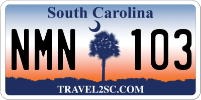 SC license plate NMN103