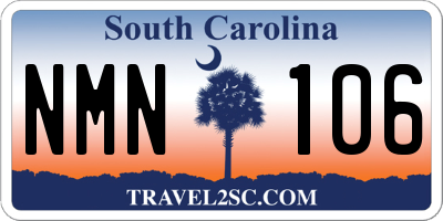 SC license plate NMN106