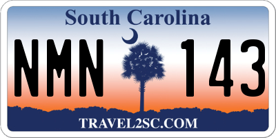 SC license plate NMN143