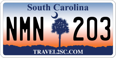 SC license plate NMN203
