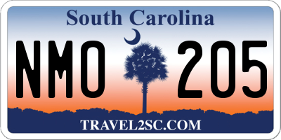 SC license plate NMO205