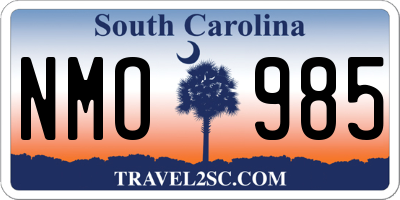 SC license plate NMO985