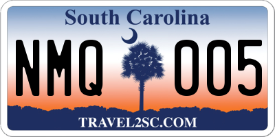 SC license plate NMQ005